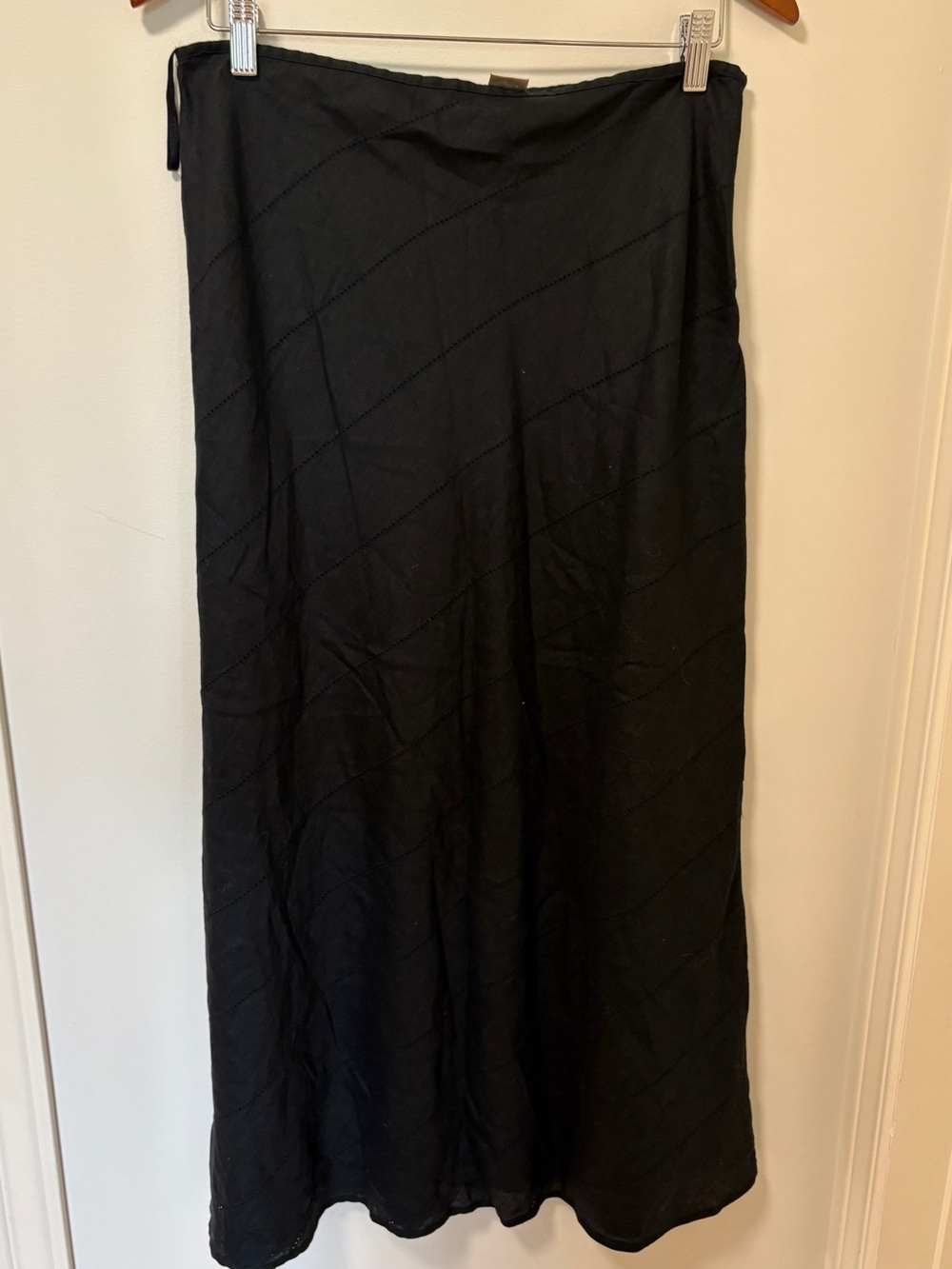 EDWARD Women’s Vintage Black 100% Linen Maxi Skirt A Line Boho Size 10 Vacation